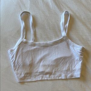 ALO White Ribbed Bra Top